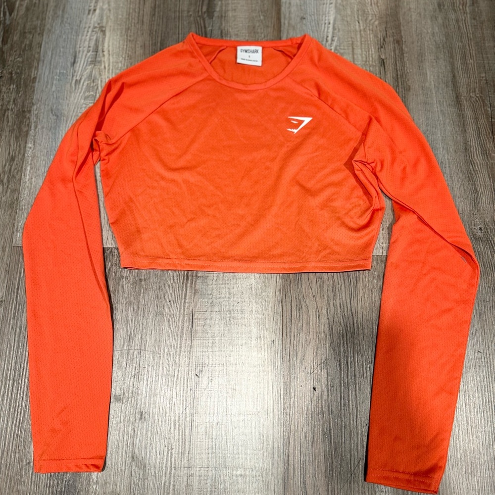 Gym Shark Orange Long Sleeve Crop Top